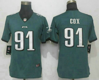 Women's Philadelphia Eagles #91 Fletcher Cox Midnight Green 2017 Vapor Untouchable Stitched NFL Nike Limited Jersey