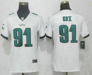 Women's Philadelphia Eagles #91 Fletcher Cox White 2017 Vapor Untouchable Stitched NFL Nike Limited Jersey