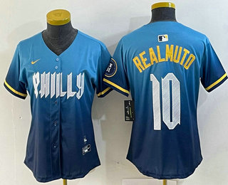 Women's Philadelphia Phillies #10 JT Realmuto Blue 2024 City Connect Limited Stitched Jersey