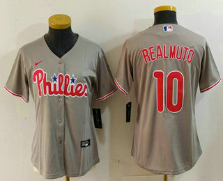 Women's Philadelphia Phillies #10 JT Realmuto Gray Cool Base Jersey