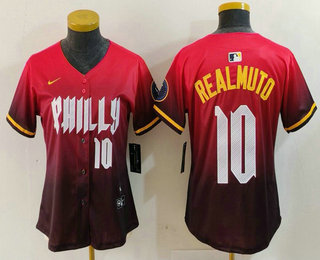 Women's Philadelphia Phillies #10 JT Realmuto Number Red 2024 City Connect Limited Jersey