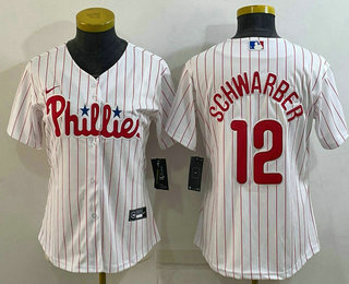 Women's Philadelphia Phillies #12 Kyle Schwarber White Stitched MLB Cool Base Nike Jersey