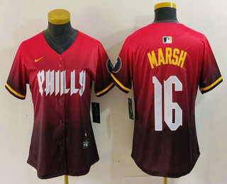 Women's Philadelphia Phillies #16 Brandon Marsh Red 2024 City Connect Limited Jersey