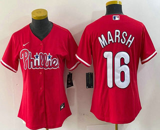 Women's Philadelphia Phillies #16 Brandon Marsh Red Stitched Cool Base Jersey