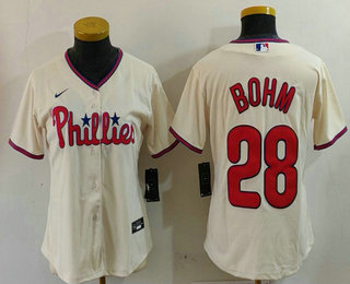 Women's Philadelphia Phillies #28 Alec Bohm Cream Cool Base Jersey