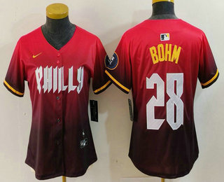 Women's Philadelphia Phillies #28 Alec Bohm Red 2024 City Connect Limited Jersey