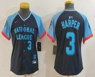 Women's Philadelphia Phillies #3 Bryce Harper Navy 2024 All Star Limited Stitched Jersey