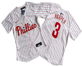 Women's Philadelphia Phillies #3 Bryce Harper White Pinstripe Stitched Cool Base Nike Jersey