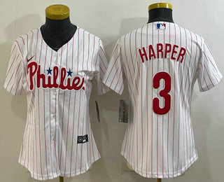 Women's Philadelphia Phillies #3 Bryce Harper White Stitched MLB Cool Base Nike Jersey