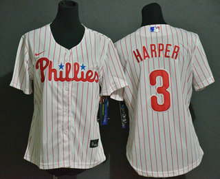 Women's Philadelphia Phillies #3 Bryce Harper White Stitched MLB Cool Base Nike Jersey