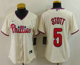 Women's Philadelphia Phillies #5 Bryson Stott Cream Cool Base Jersey