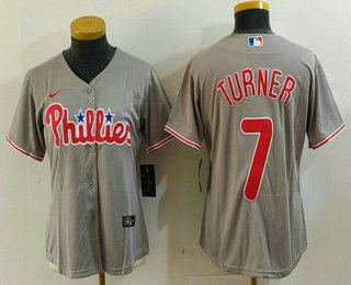 Women's Philadelphia Phillies #7 Trea Turner Grey Stitched Cool Base Nike Jersey