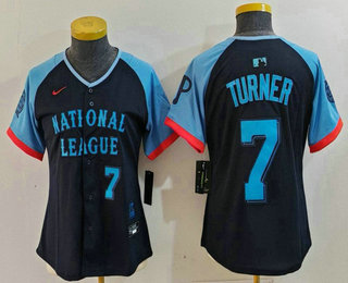 Women's Philadelphia Phillies #7 Trea Turner Number Navy 2024 All Star Limited Stitched Jersey