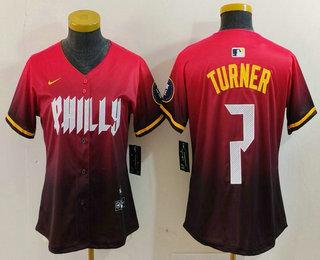 Women's Philadelphia Phillies #7 Trea Turner Red 2024 City Connect Limited Jersey