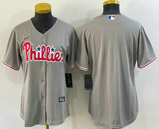 Women's Philadelphia Phillies Blank Grey Stitched MLB Cool Base Nike Jersey