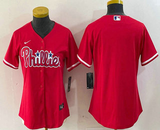 Women's Philadelphia Phillies Blank Red Stitched Cool Base Jersey