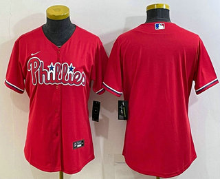 Women's Philadelphia Phillies Blank Red Stitched MLB Cool Base Nike Jersey