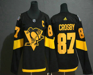 Women's Pittsburgh Penguins #87 Sidney Crosby Black 2019 Stadium Series With C Patch Adidas Stitched NHL Jersey