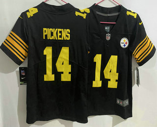 Women's Pittsburgh Steelers #14 George Pickens Black 2016 Color Rush Stitched NFL Nike Limited Jersey