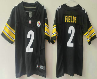 Women's Pittsburgh Steelers #2 Justin Fields Limited Black FUSE Vapor Jersey