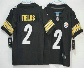 Women's Pittsburgh Steelers #2 Justin Fields Limited Black Vapor Jersey