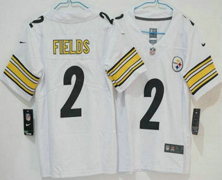 Women's Pittsburgh Steelers #2 Justin Fields Limited White Vapor Jersey