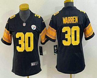 Women's Pittsburgh Steelers #30 Jaylen Warren Black 2016 Color Rush Stitched NFL Nike Limited Jersey