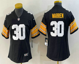 Women's Pittsburgh Steelers #30 Jaylen Warren Black Vapor Limited Stitched Jersey