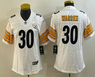 Women's Pittsburgh Steelers #30 Jaylen Warren White Vapor Limited Stitched Jersey