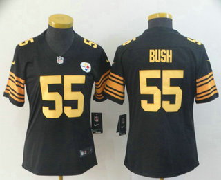 Women's Pittsburgh Steelers #55 Devin Bush Black 2019 Color Rush Stitched NFL Nike Limited Jersey