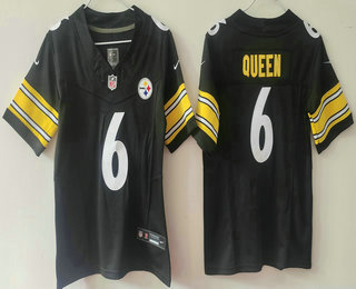 Women's Pittsburgh Steelers #6 Patrick Queen Limited Black FUSE Vapor Jersey