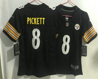 Women's Pittsburgh Steelers #8 Kenny Pickett Black 2022 Vapor Untouchable Stitched NFL Nike Limited Jersey