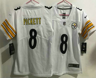 Women's Pittsburgh Steelers #8 Kenny Pickett Limited White Vapor Jersey