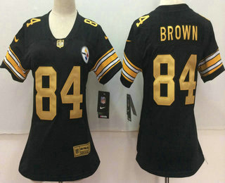 Women's Pittsburgh Steelers #84 Antonio Brown Black With Gold 2017 Vapor Untouchable Stitched NFL Nike Limited Jersey