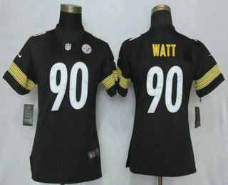 Women's Pittsburgh Steelers #90 T. J. Watt Black 2017 Vapor Untouchable Stitched NFL Nike Limited Jersey