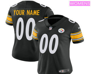 Women's Pittsburgh Steelers Custom Vapor Untouchable Black Team Color NFL Nike Limited Jersey