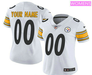 Women's Pittsburgh Steelers Custom Vapor Untouchable White Road NFL Nike Limited Jersey