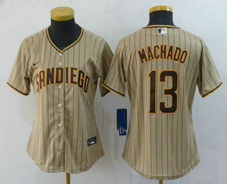 Women's San Diego Padres #13 Manny Machado Gray Stitched MLB Cool Base Nike Jersey