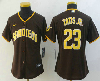 Women's San Diego Padres #23 Fernando Tatis Jr. Brown Stitched MLB Cool Base Nike Jersey 01