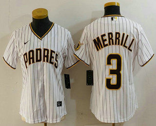 Women's San Diego Padres #3 Jackson Merrill White Cool Base Stitched Jersey