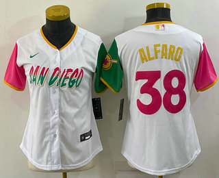 Women's San Diego Padres #38 Jorge Alfaro White 2022 City Connect Cool Base Stitched Jersey