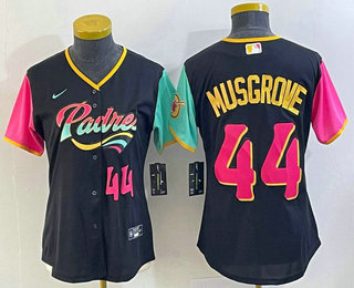 Women's San Diego Padres #44 Joe Musgrove Number Black 2022 City Connect Cool Base Stitched Jersey