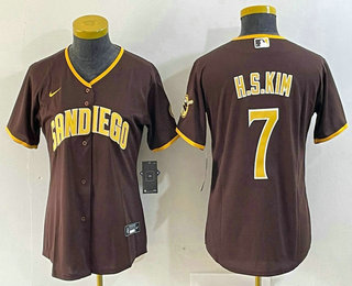 Women's San Diego Padres #7 Ha Seong Kim Brown Stitched Cool Base Nike Jersey