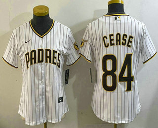 Women's San Diego Padres #84 Dylan Cease White Team Logo Stitched Cool Base Nike Jersey