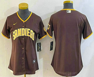 Women's San Diego Padres Blank Brown Cool Base Stitched Jersey