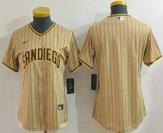 Women's San Diego Padres Blank Tan NEW 2023 Cool Base Stitched Jersey