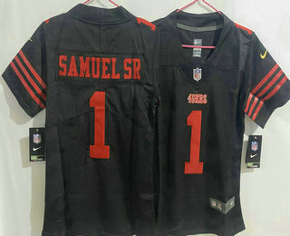 Women's San Francisco 49ers #1 Deebo Samuel Sr Limited Black Vapor Jersey