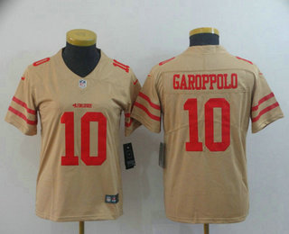 Women's San Francisco 49ers #10 Jimmy Garoppolo Cream 2019 Inverted Legend Stitched NFL Nike Limited Jersey