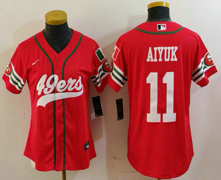 Women's San Francisco 49ers #11 Brandon Aiyuk Red Mexico Cool Base Stitched Baseball Jersey