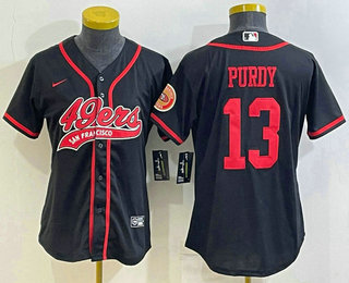 Women's San Francisco 49ers #13 Brock Purdy Black With Patch Cool Base Stitched Baseball Jersey